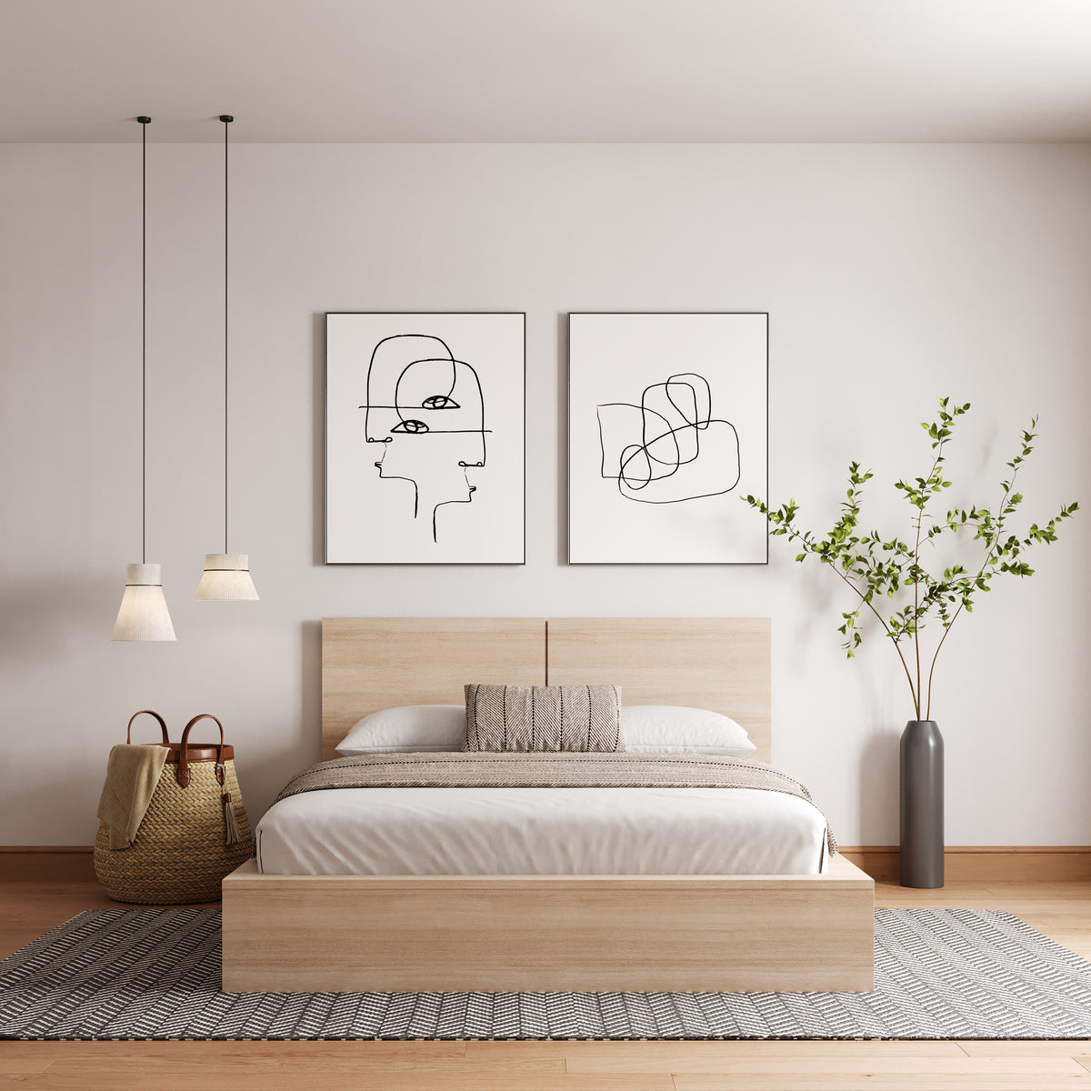 James Headboard in Natural Blonde Oak, Queen – lifestyle photo 2