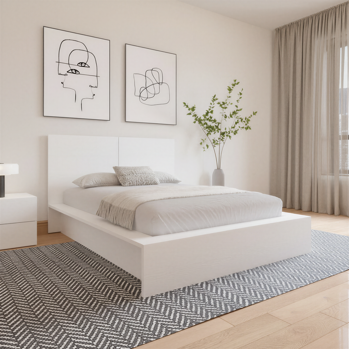 James Headboard in White Wood Grain, Full/Double – lifestyle photo 2