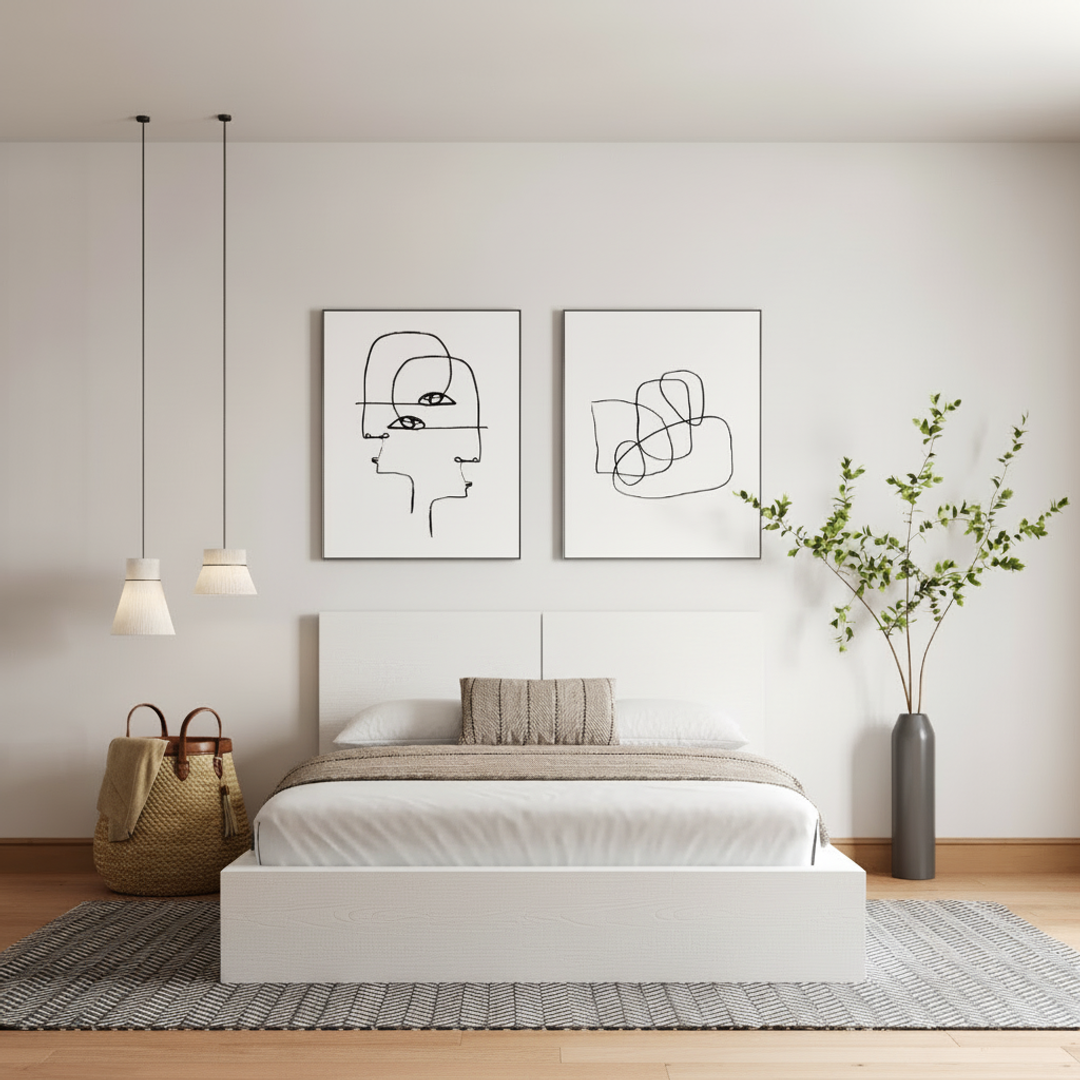 James Headboard in White Wood Grain, King – lifestyle photo