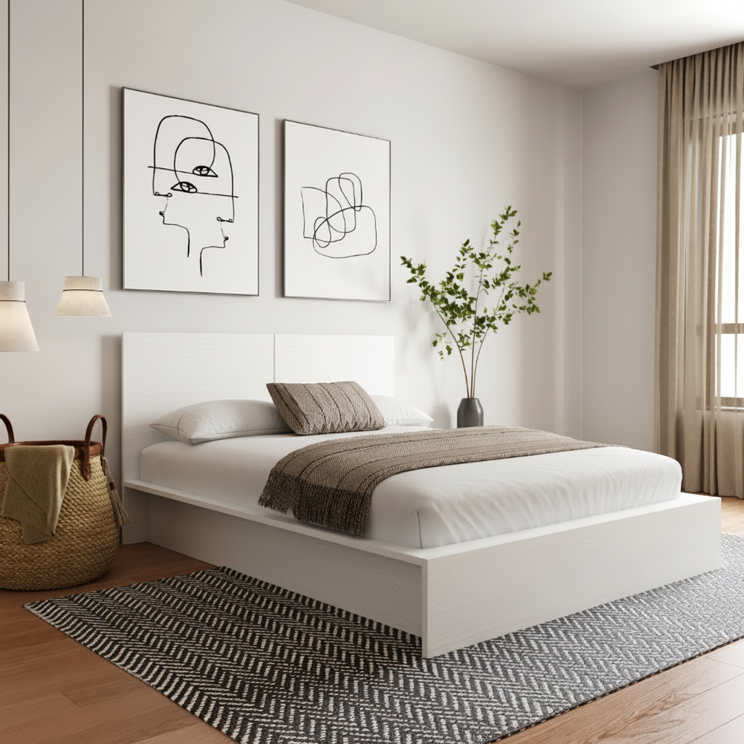 James Headboard in White Wood Grain, King – lifestyle photo 2