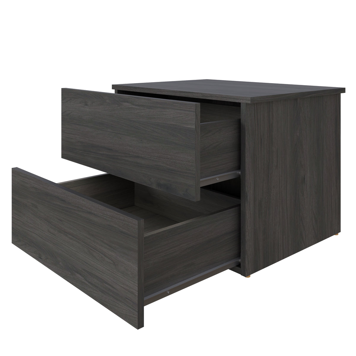 James Nightstand With 2-Drawers in Bark Grey – detail photo
