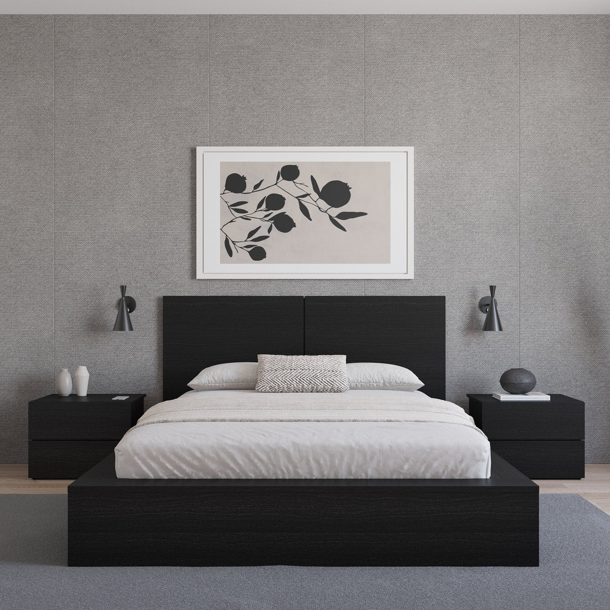 James Nightstand With 2-Drawers in Black Karisma – lifestyle photo