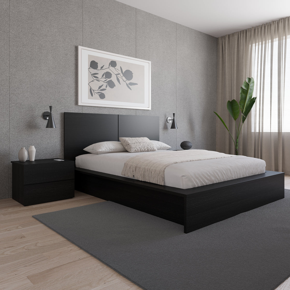 James Nightstand With 2-Drawers in Black Karisma – lifestyle photo 2
