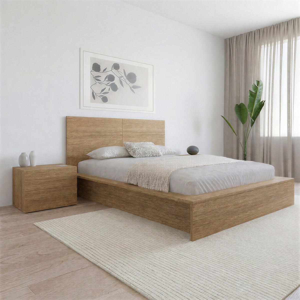 James Nightstand With 2-Drawers in Brown Oak – lifestyle photo 2