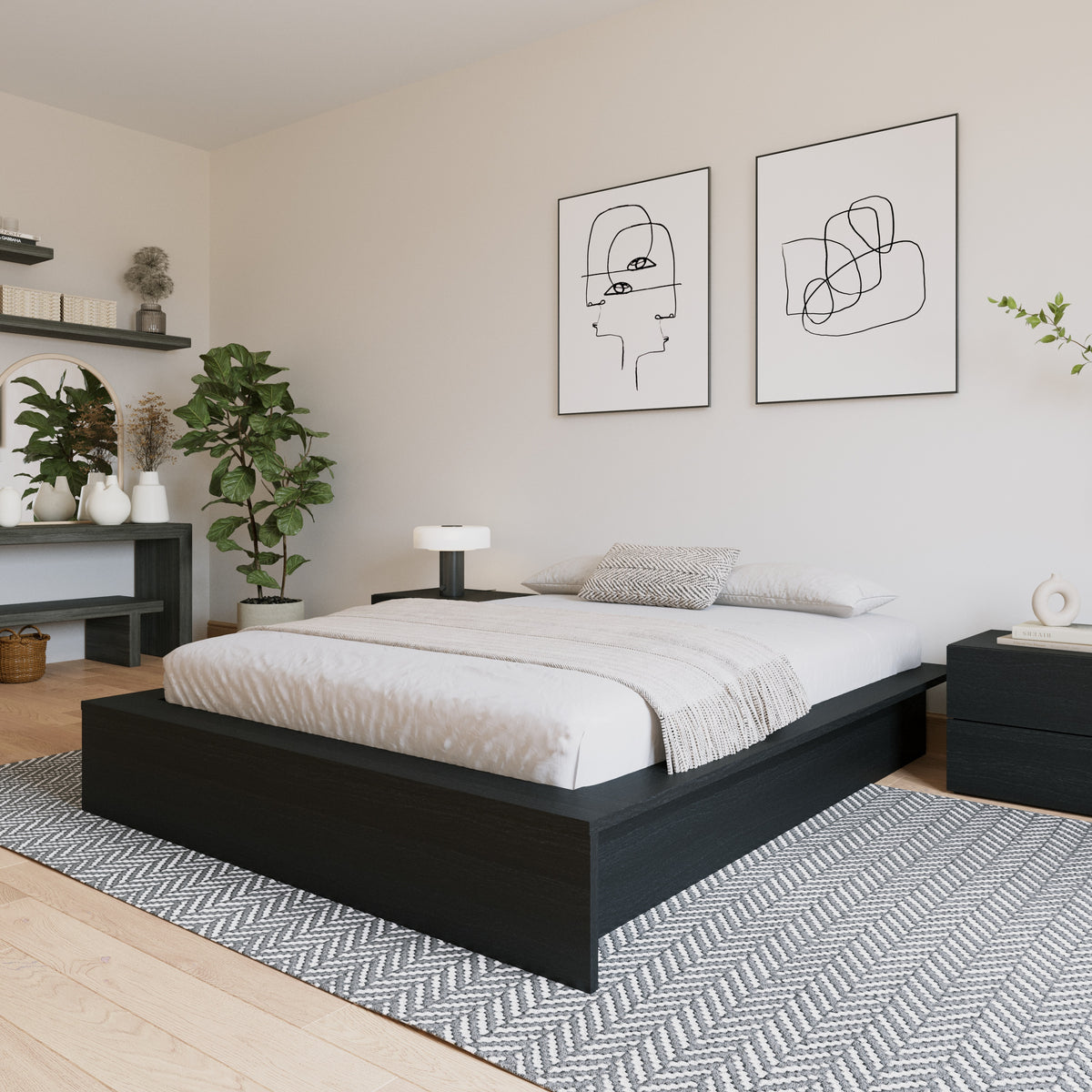 James Platform Bed in Black Karisma, King – lifestyle photo 3