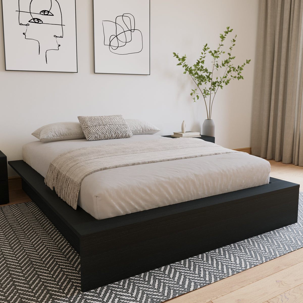 James Platform Bed in Black Karisma, Queen – detail photo