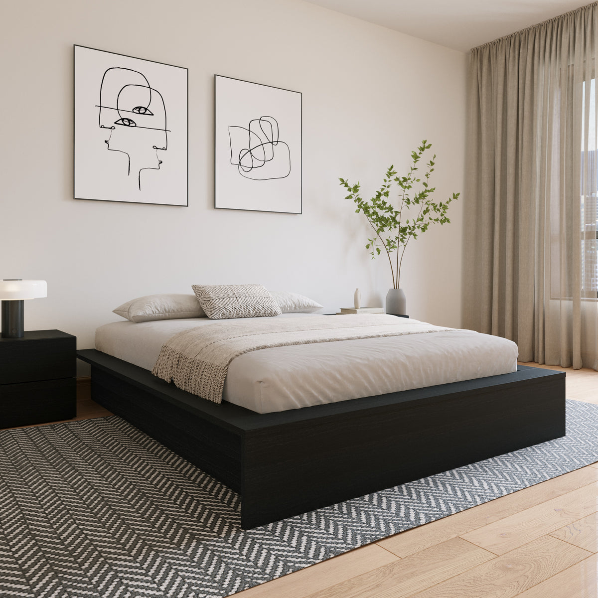 James Platform Bed in Black Karisma, Queen – lifestyle photo 2