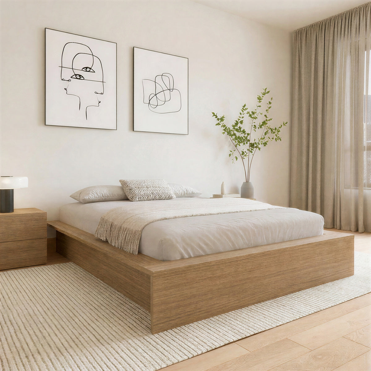 James Platform Bed in Brown Oak, King – lifestyle photo 3