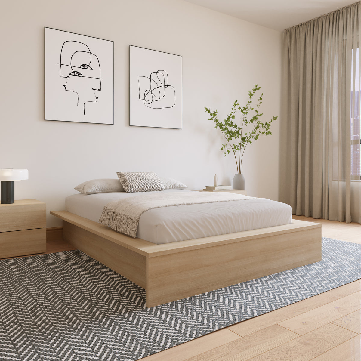James Platform Bed in Natural Blonde Oak, King – lifestyle photo 2