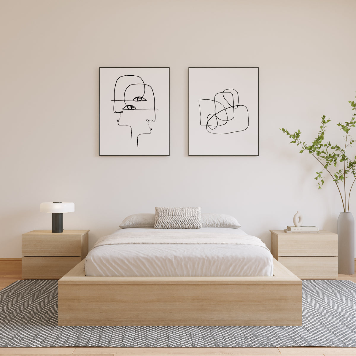 James Platform Bed in Natural Blonde Oak, King – lifestyle photo
