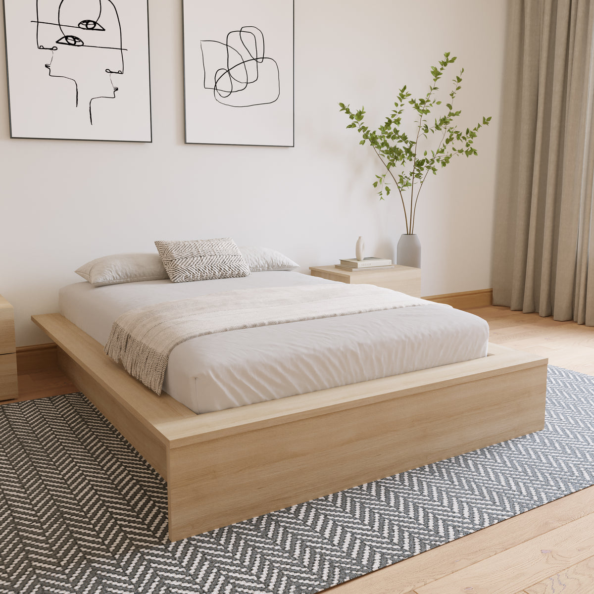 James Platform Bed in Natural Blonde Oak, King – lifestyle photo 3