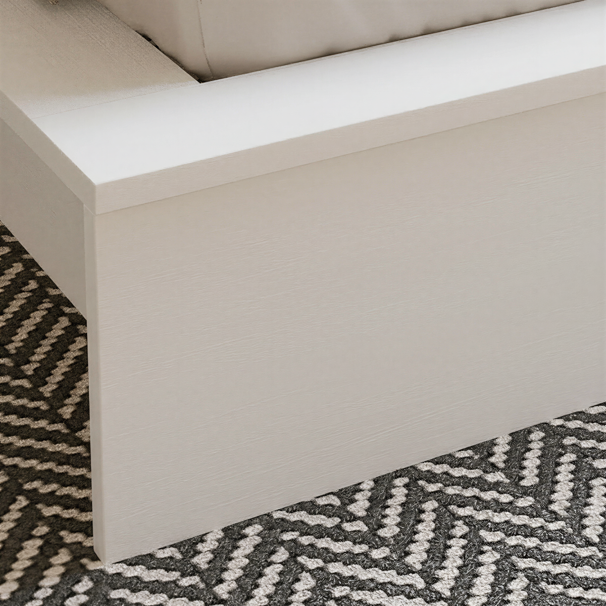 James Platform Bed in White Wood Grain, King – detail photo