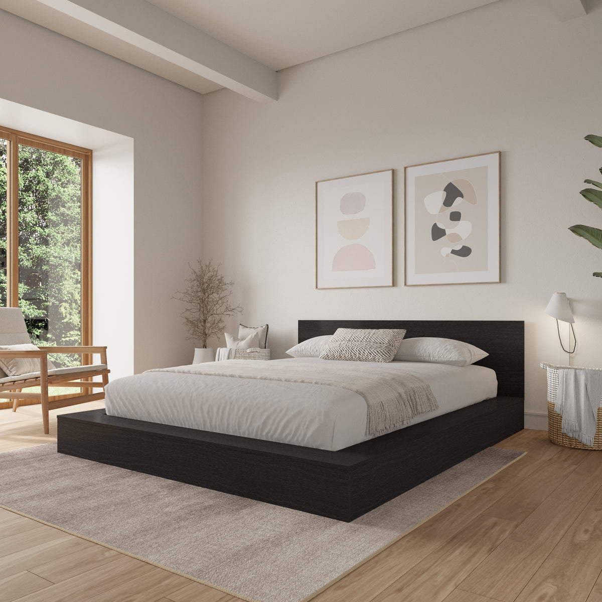 Kanso Low Platform Bed Set in Black Karisma, King – lifestyle photo 3
