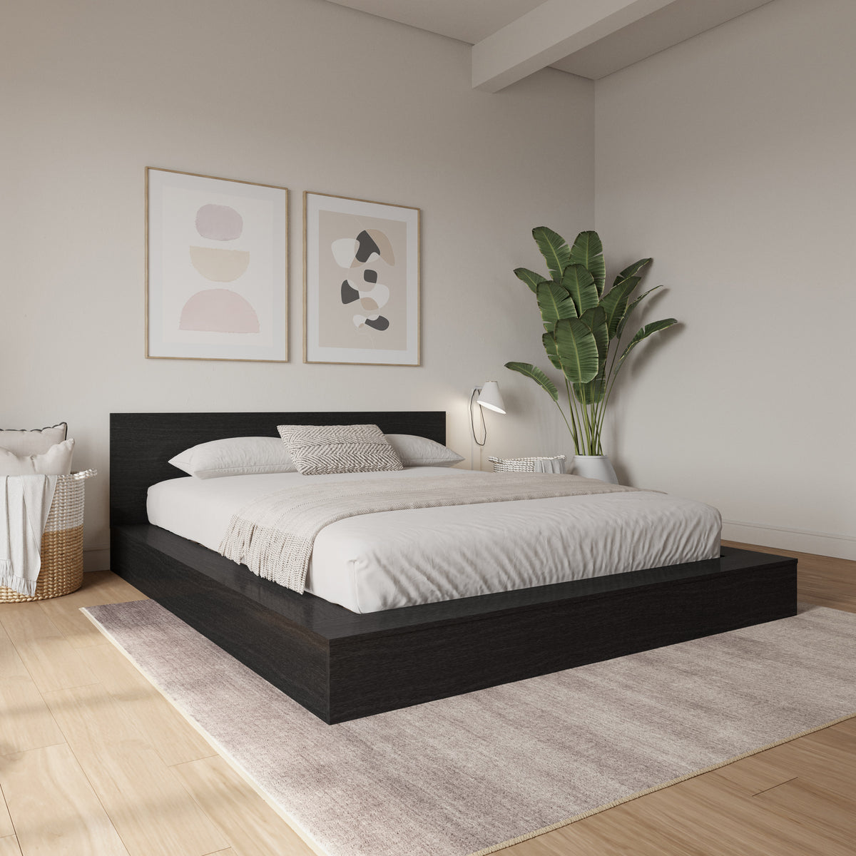 Kanso Low Platform Bed Set in Black Karisma, Queen – lifestyle photo 3
