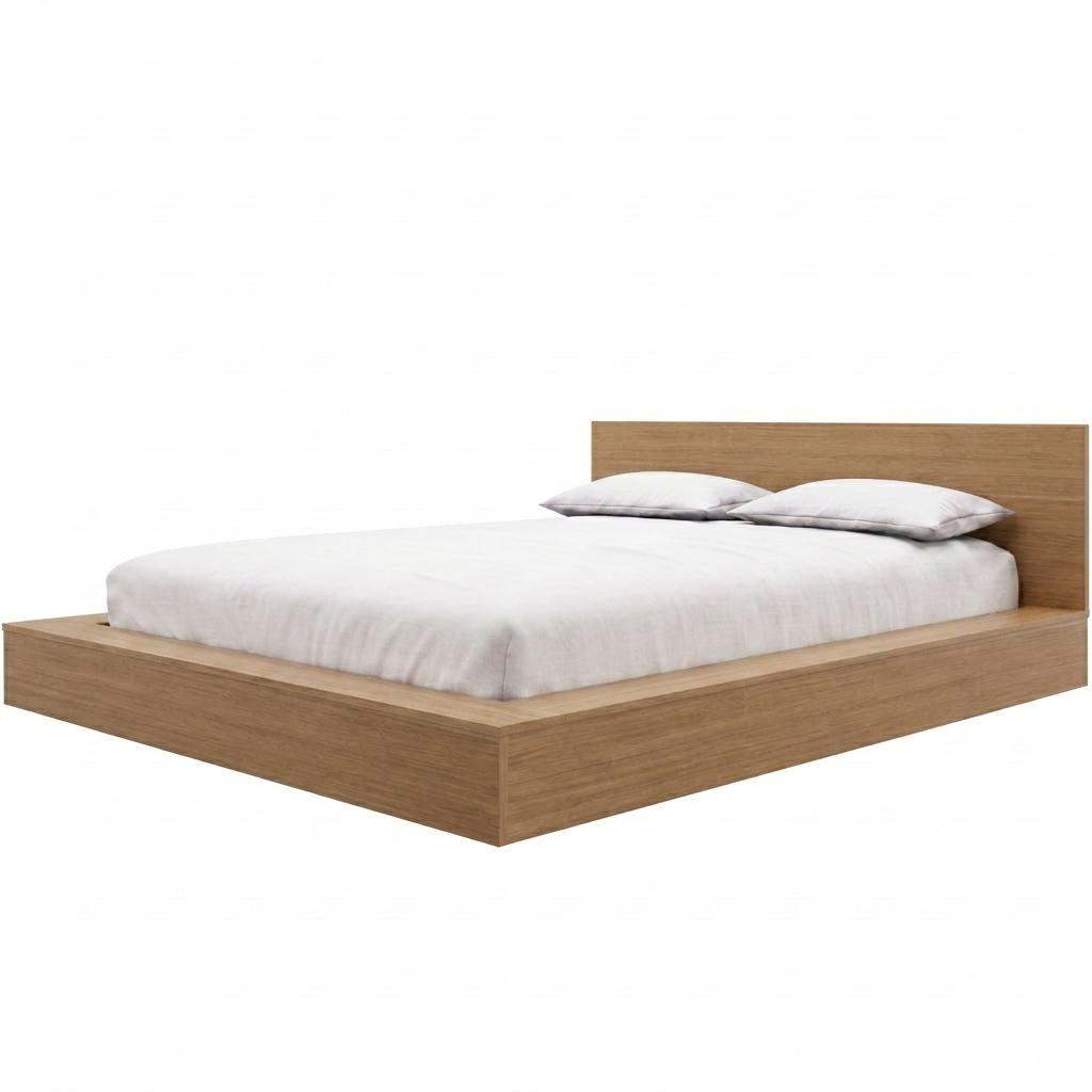 Kanso Low Platform Bed Set in Brown Oak, King – product photo 2