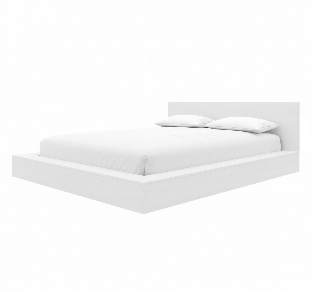 Kanso Low Platform Bed Set in White Wood Grain, King – product photo 2