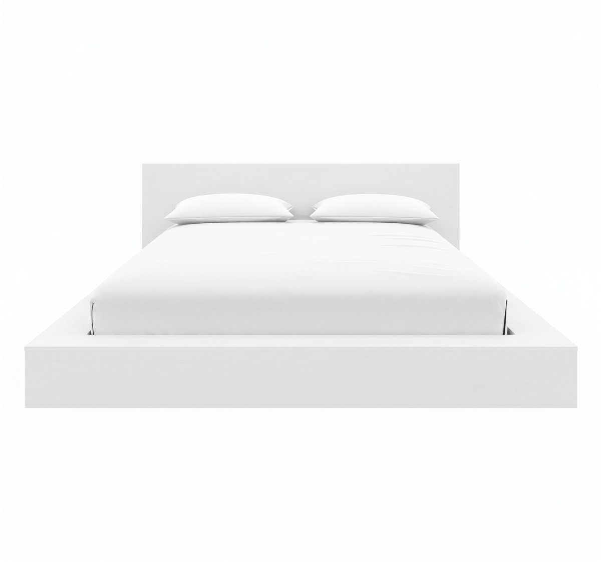 Kanso Low Platform Bed Set in White Wood Grain, Queen – product photo