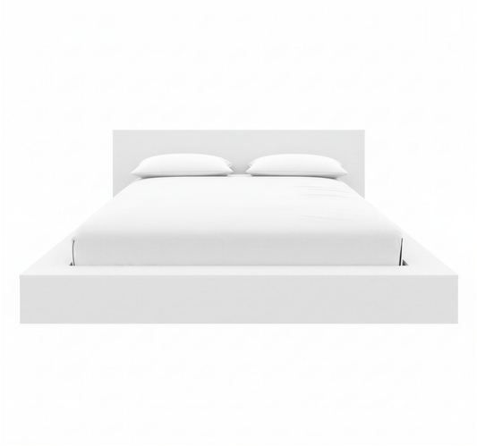 Kanso Low Platform Bed Set in White Wood Grain, Queen – product photo