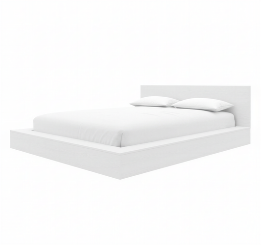 Kanso Low Platform Bed Set in White Wood Grain, Queen – product photo 2
