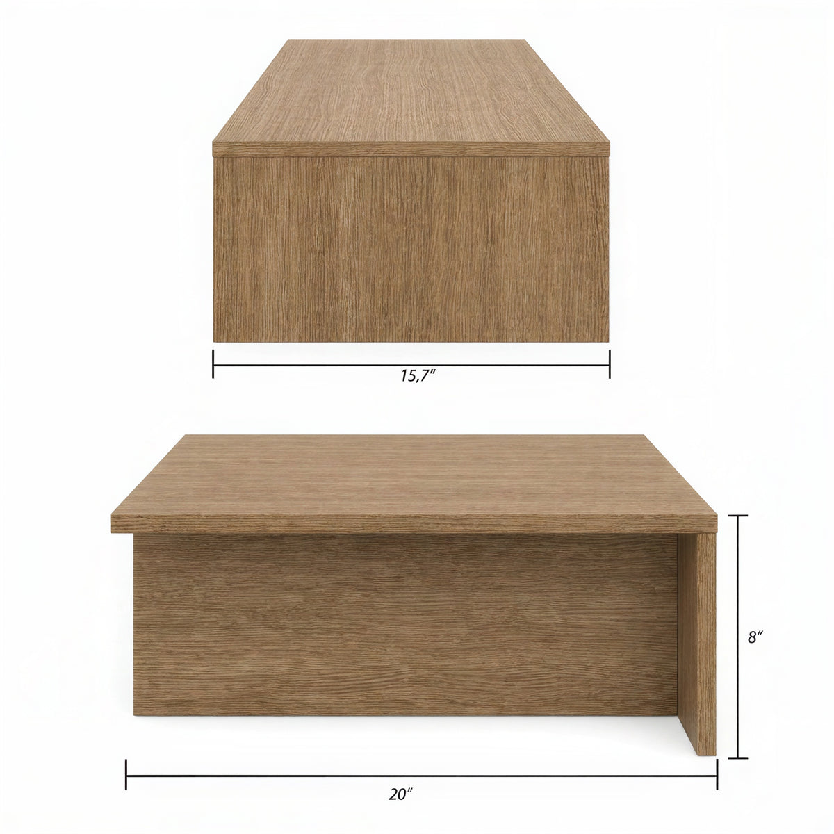 Kanso Nightstands, Set of 2 in Brown Oak – dimensions diagram