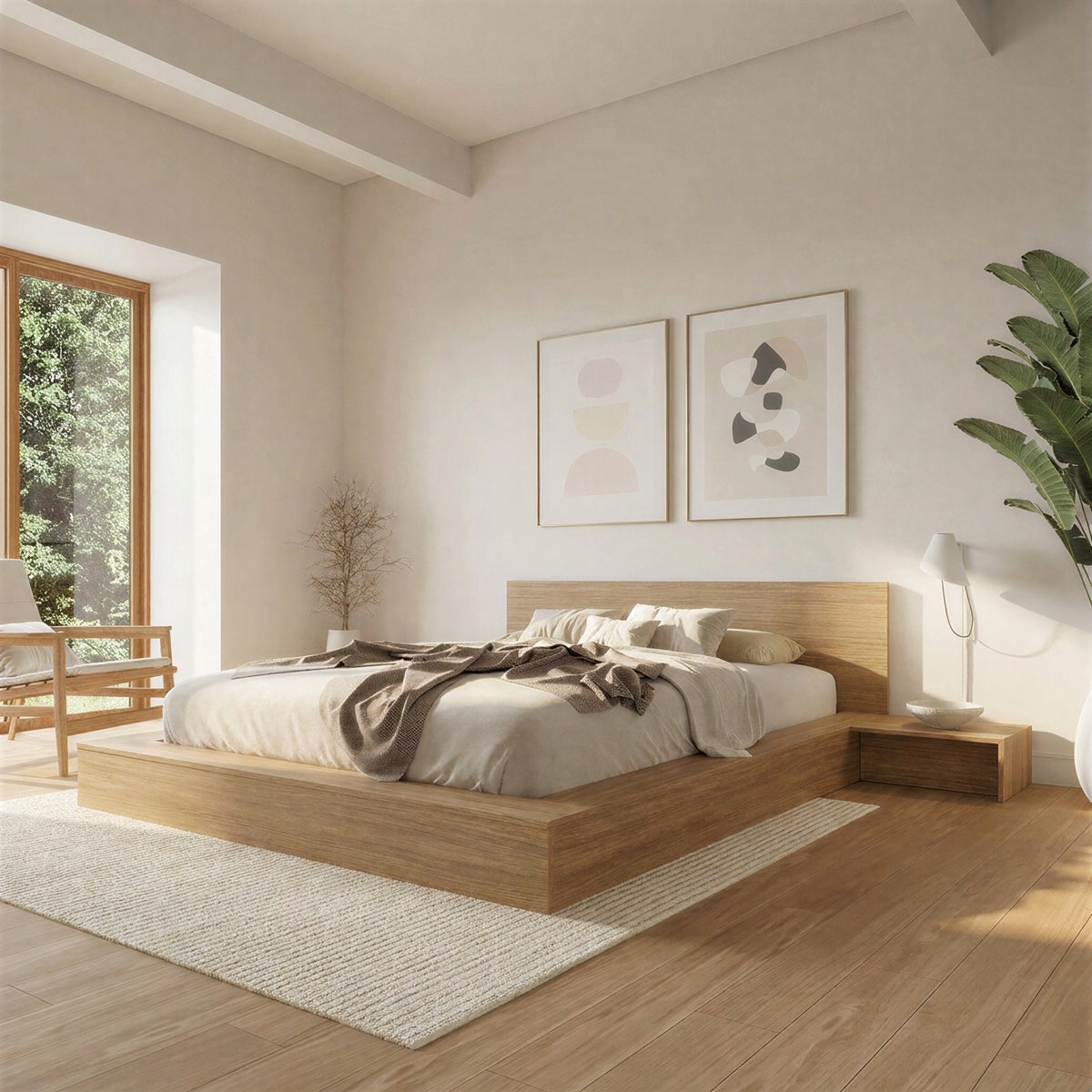 Kanso Nightstands, Set of 2 in Brown Oak – lifestyle photo 2