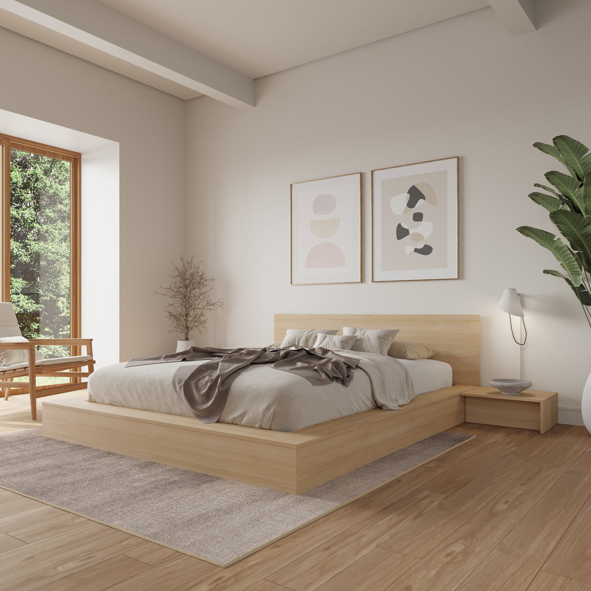 Kanso Nightstands, Set of 2 in Natural Blonde Oak – lifestyle photo 2