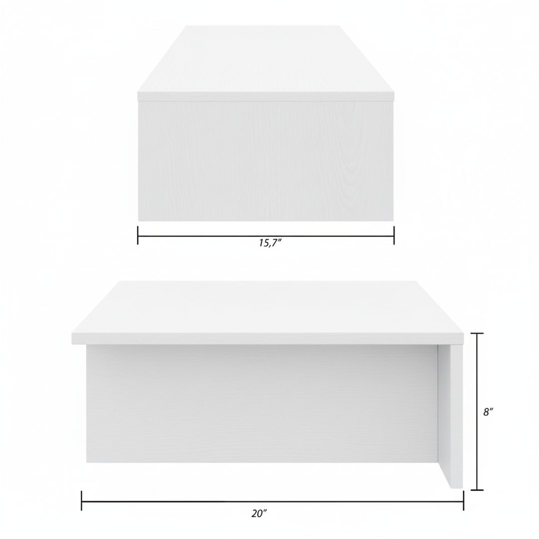 Kanso Nightstands, Set of 2 in White Wood Grain – dimensions diagram