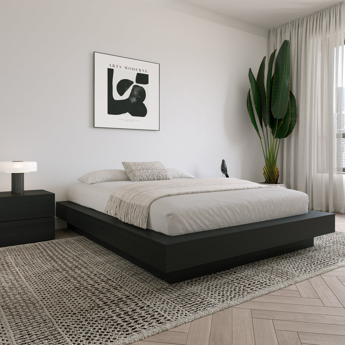 Marconi Platform Bed Frame in Black Karisma, King – lifestyle photo 2
