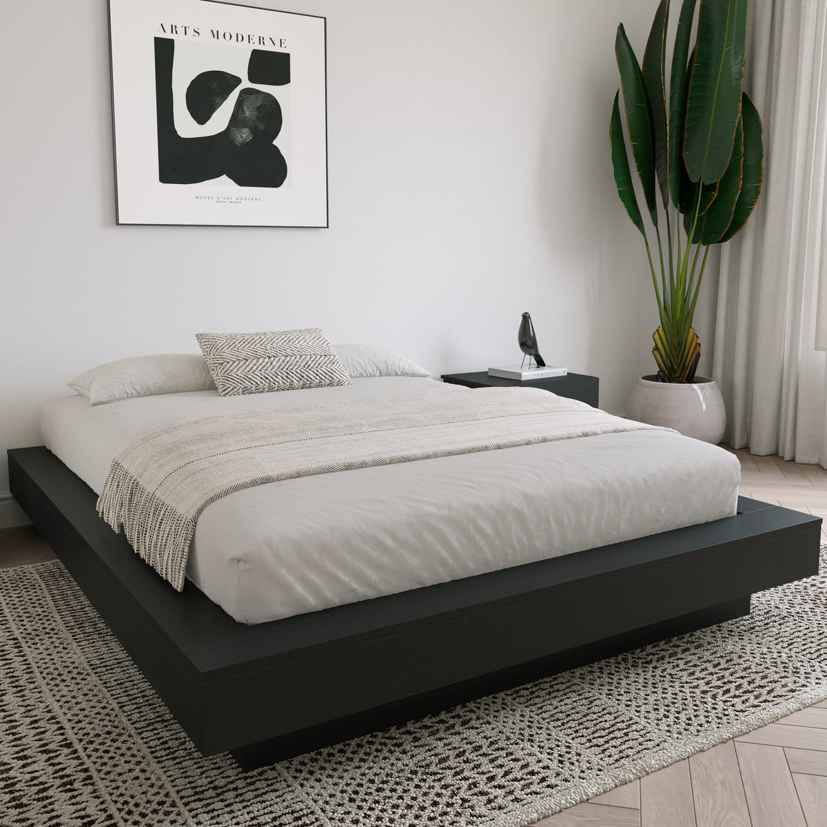 Marconi Platform Bed Frame in Black Karisma, Queen – detail photo