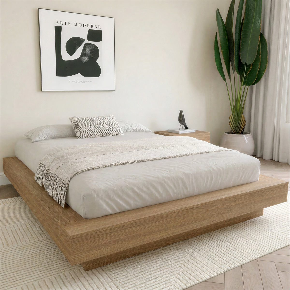 Marconi Platform Bed Frame in Brown Oak, King – lifestyle photo 2