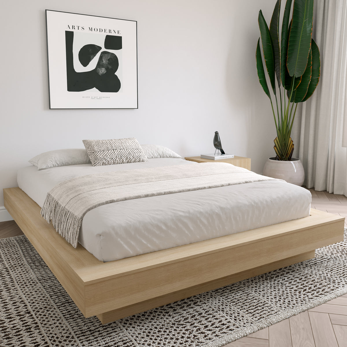 Marconi Platform Bed Frame in Natural Blonde Oak, King – detail photo