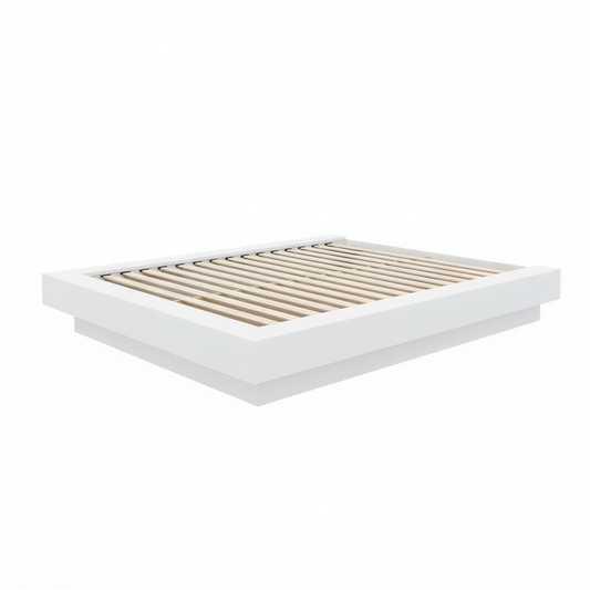 Marconi Platform Bed Frame in White Wood Grain, Queen – product photo 2