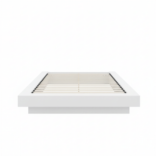 Marconi Platform Bed Frame in White Wood Grain, Queen – product photo