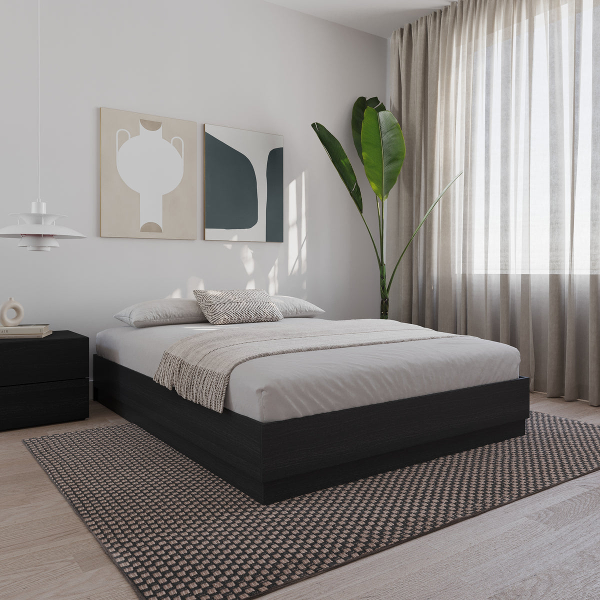 Milano Platform Bed Frame in Black Karisma, Full/Double – lifestyle photo 3