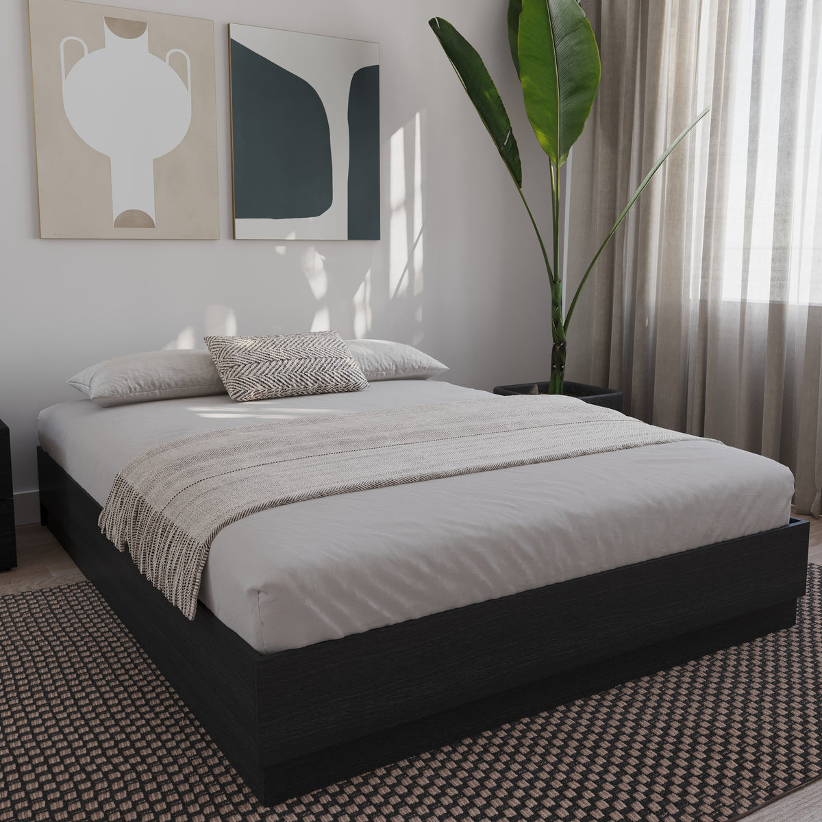 Milano Platform Bed Frame in Black Karisma, King – detail photo