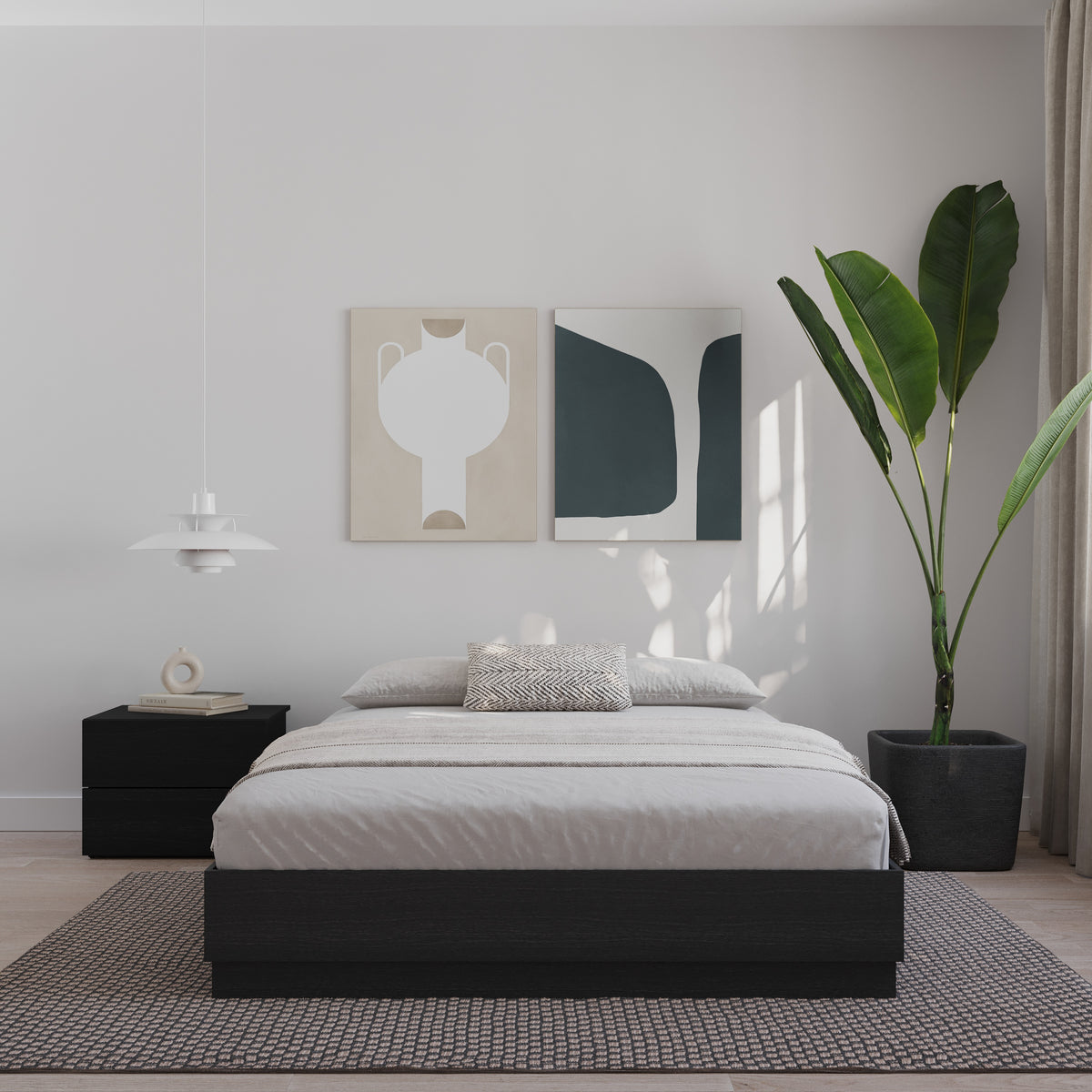 Milano Platform Bed Frame in Black Karisma, King – lifestyle photo