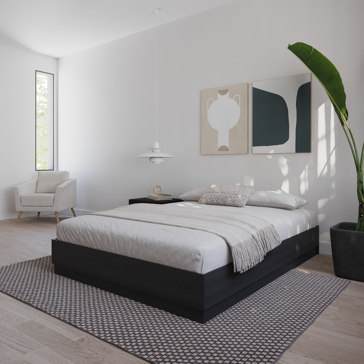 Milano Platform Bed Frame in Black Karisma, King – lifestyle photo 2