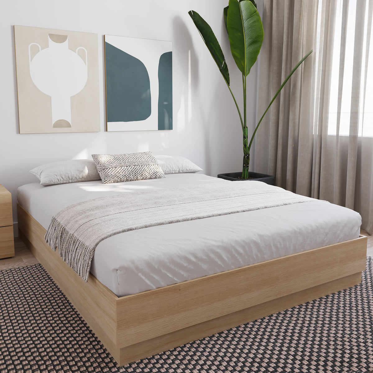 Milano Platform Bed Frame in Natural Blonde Oak, Full/Double – detail photo
