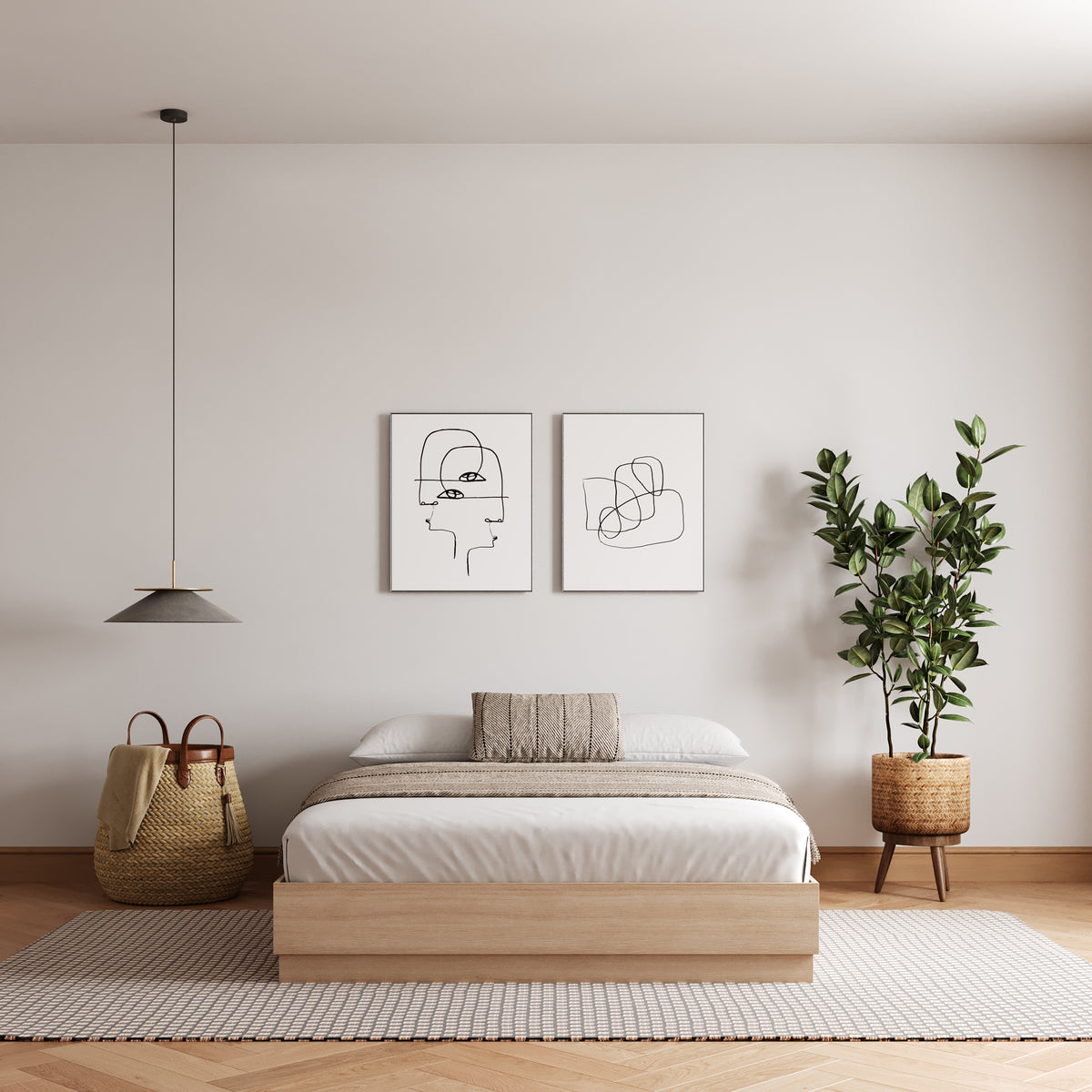 Milano Platform Bed Frame in Natural Blonde Oak, King – lifestyle photo 2