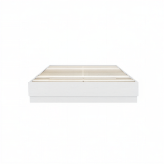 Milano Platform Bed Frame in White Wood Grain, Full/Double – product photo
