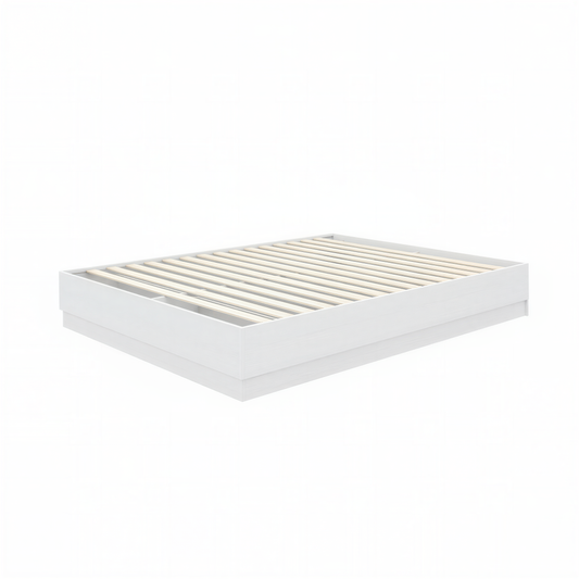 Milano Platform Bed Frame in White Wood Grain, Full/Double – product photo 2