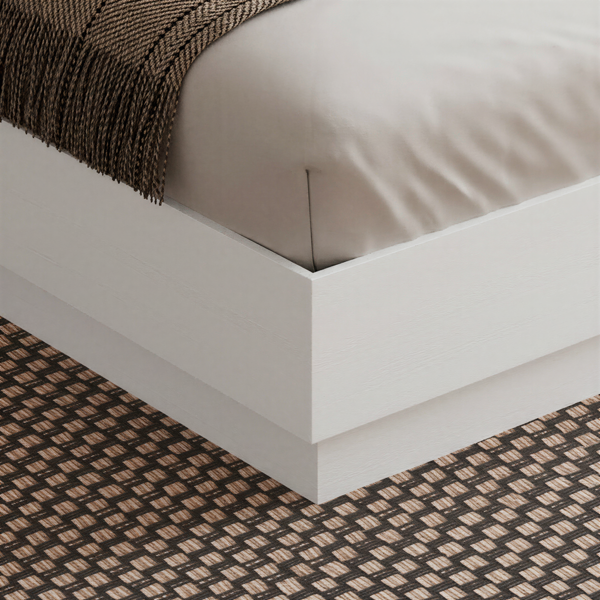 Milano Platform Bed Frame in White Wood Grain, King – lifestyle photo 3