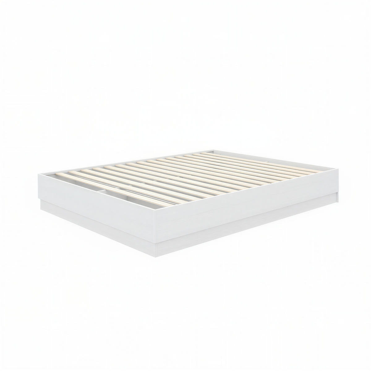 Milano Platform Bed Frame in White Wood Grain, Queen – product photo 2