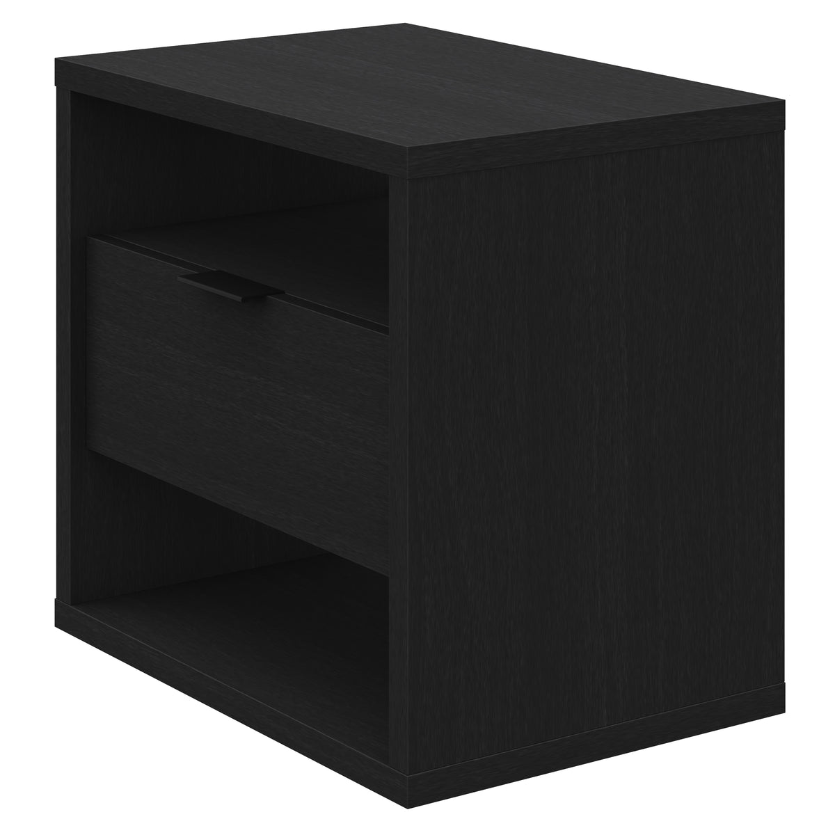 Modern 1-Drawer Nightstand with Open Storage in Black Karisma – product photo 2