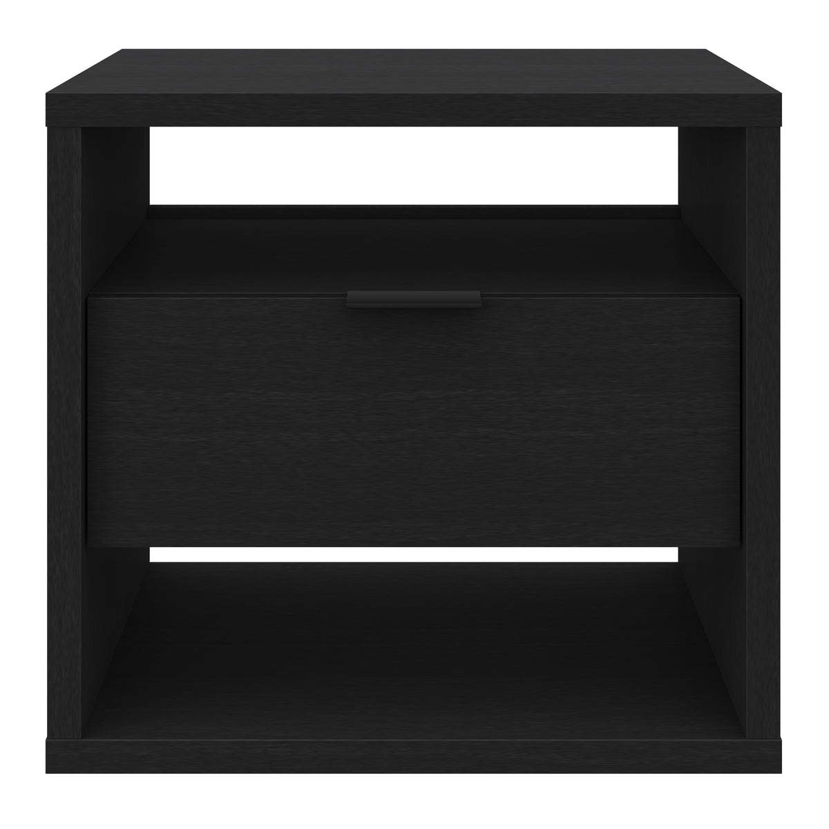 Modern 1-Drawer Nightstand with Open Storage in Black Karisma – product photo