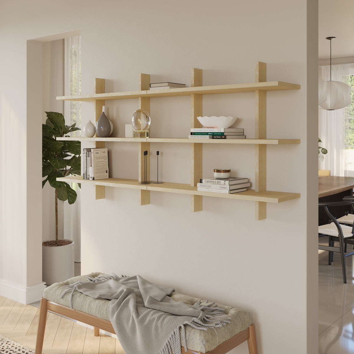 Modular wall shelving system in Birch – lifestyle photo 2