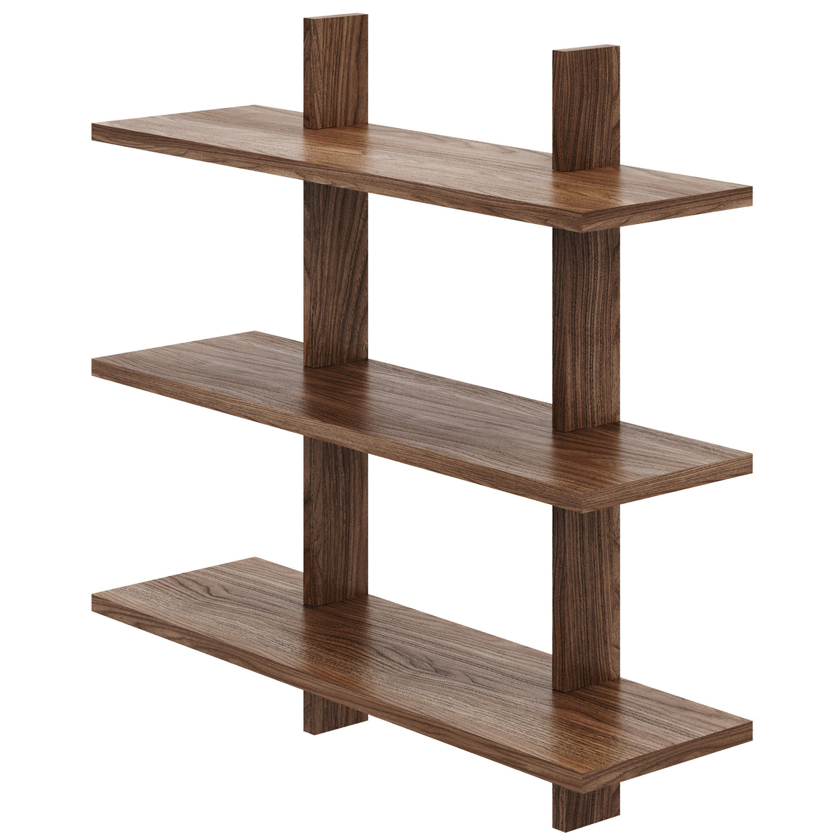 Modular wall shelving system in Walnut – product photo
