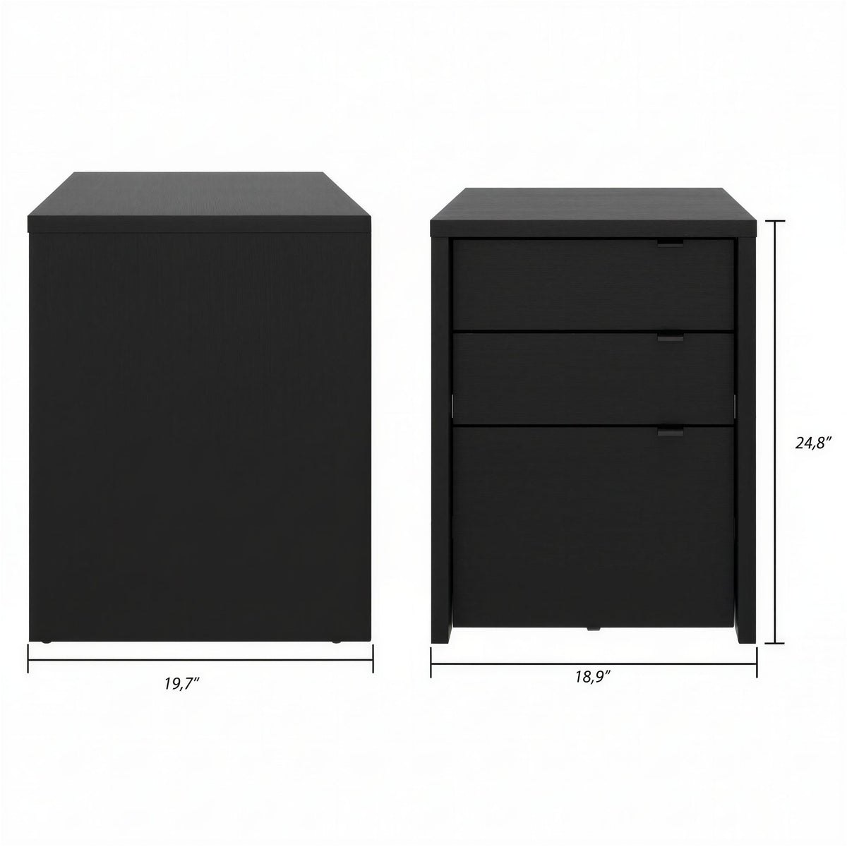 Multi-Purpose Storage Office Storage And Filing Cabinet in Black Karisma – dimensions diagram