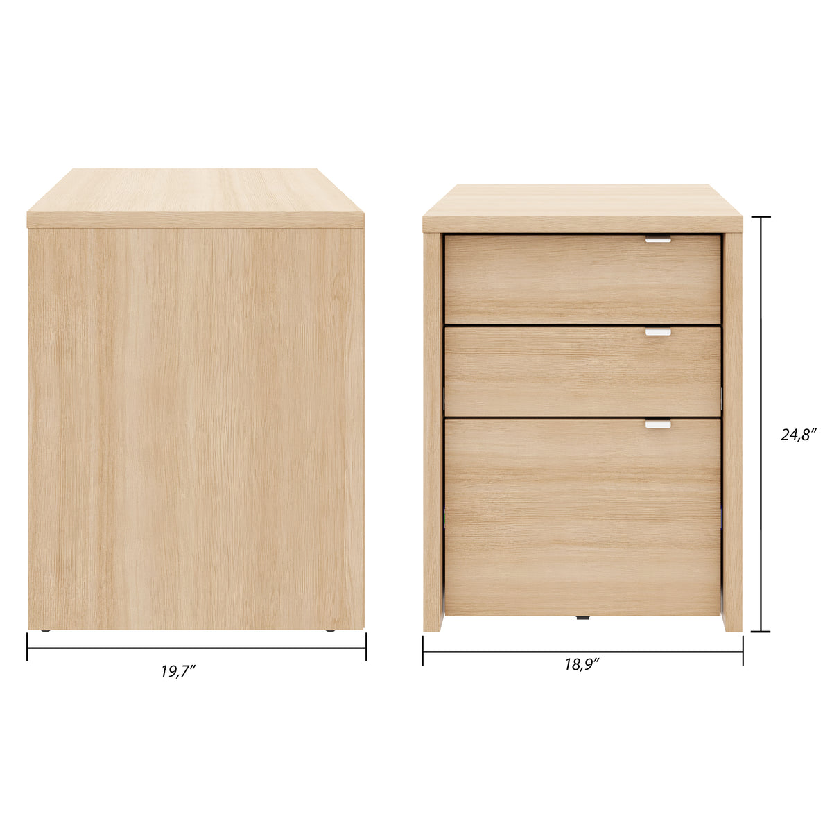 Multi-Purpose Storage Office Storage And Filing Cabinet in Natural Blonde Oak – dimensions diagram