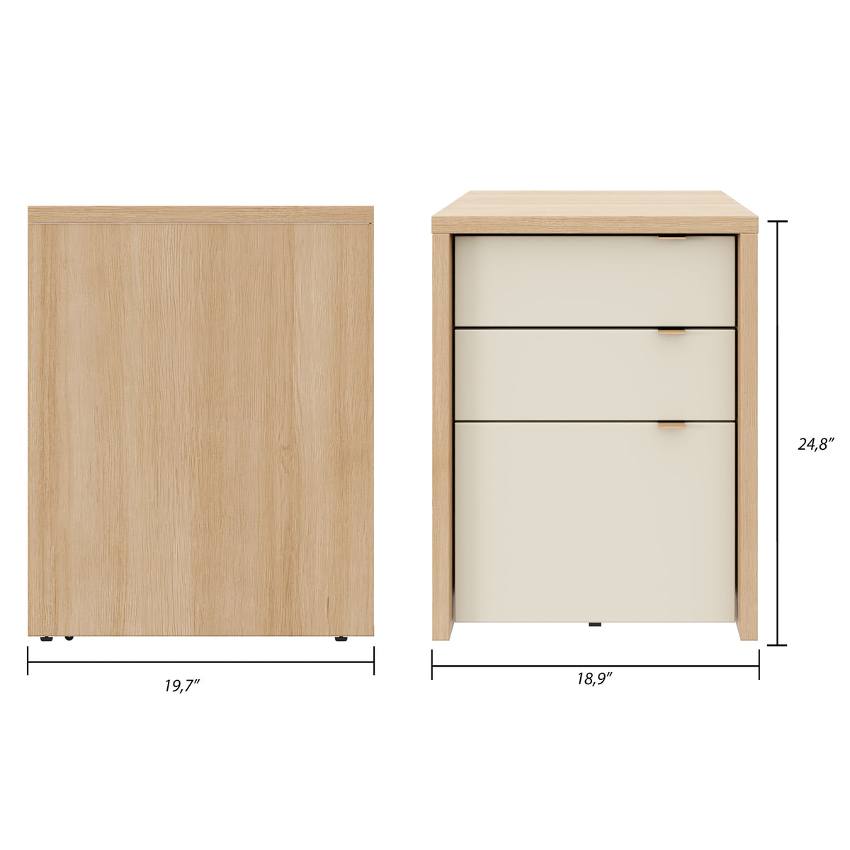 Multi-Purpose Storage Office Storage And Filing Cabinet in Natural Blonde Oak & Morning Dew – dimensions diagram